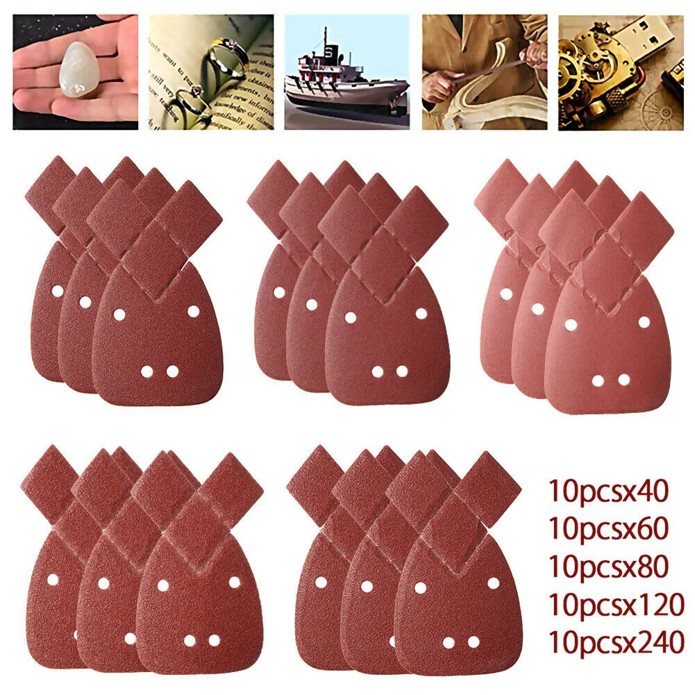 50pcs Sanding Paper 40+80+120+240 Grit Mouse Sanding Sheets Pads Sand Paper For Black & Decker Sander Polishing Papers Parts