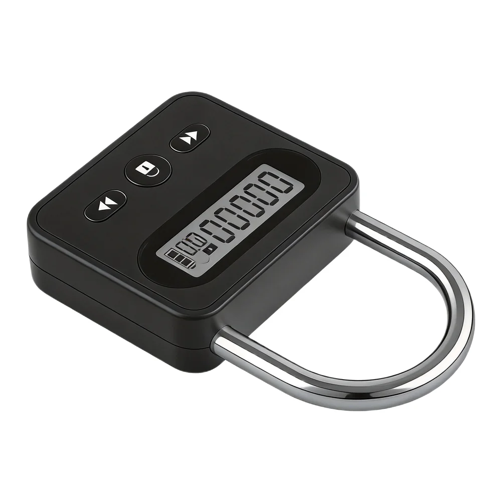 Metal Timing Padlock with LCD Display Multi Function Electronic Timer 999 Hours Countdown for Enhanced Self Control