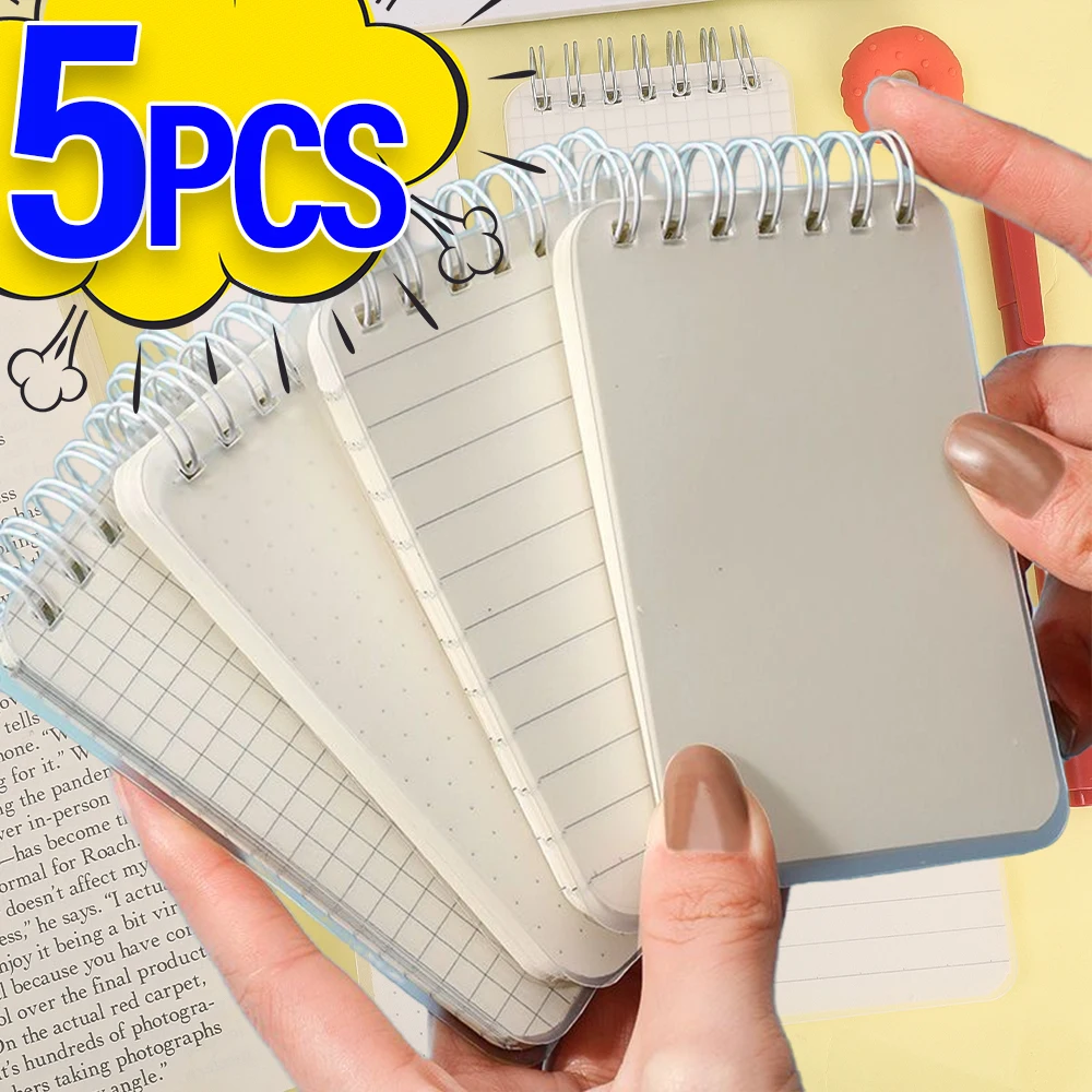 5PCS Mini Pocket A7 Diary Notebook Portable Blank Grid Coil Notebook Pageable Words Writing Book Home Office School Accessories