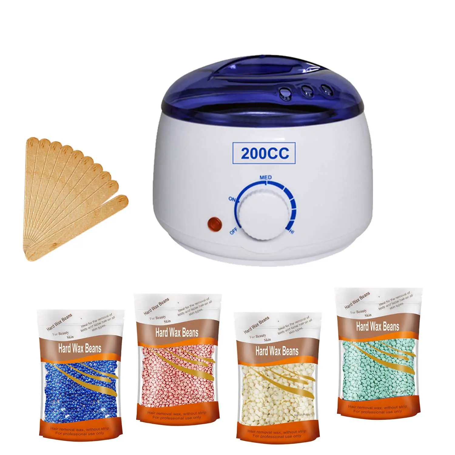 왁스 히터 워머 제모 기계, 200CC, 핸드 풋 바디 스파 제모기, 파라핀 왁스 포트, 왁스 콩 및 나무 스틱 포함