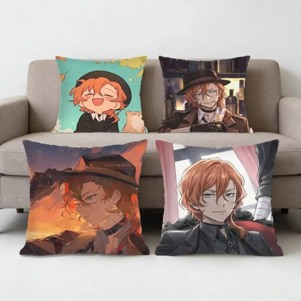 

Bungo Stray Dogs Nakahara Chuuya Pillow Case Sofa Living Room Bedroom Headboard Backrest Cushion Square Cushion Nap Time