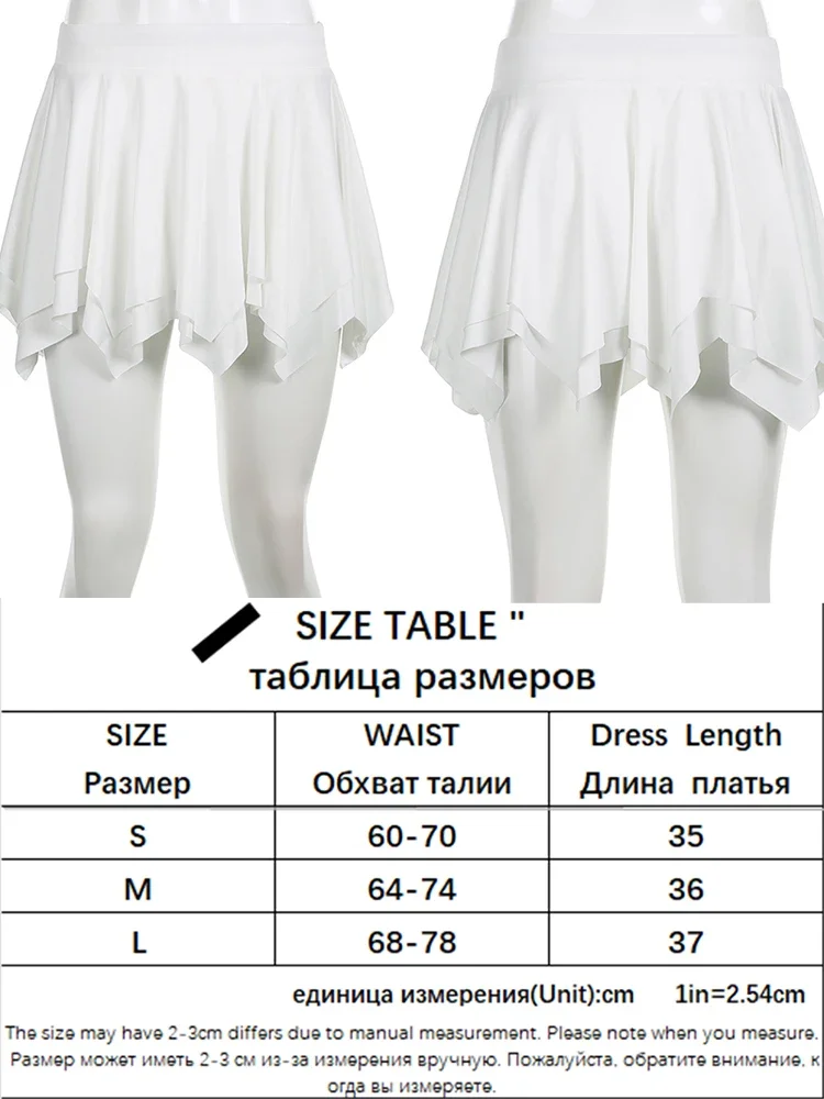 Elegant White Ruffle Mini Skirt Women Sexy Sweet Y2k Irregular Short Skirt Layered Coquette Casual Slim Up Solid Skirts