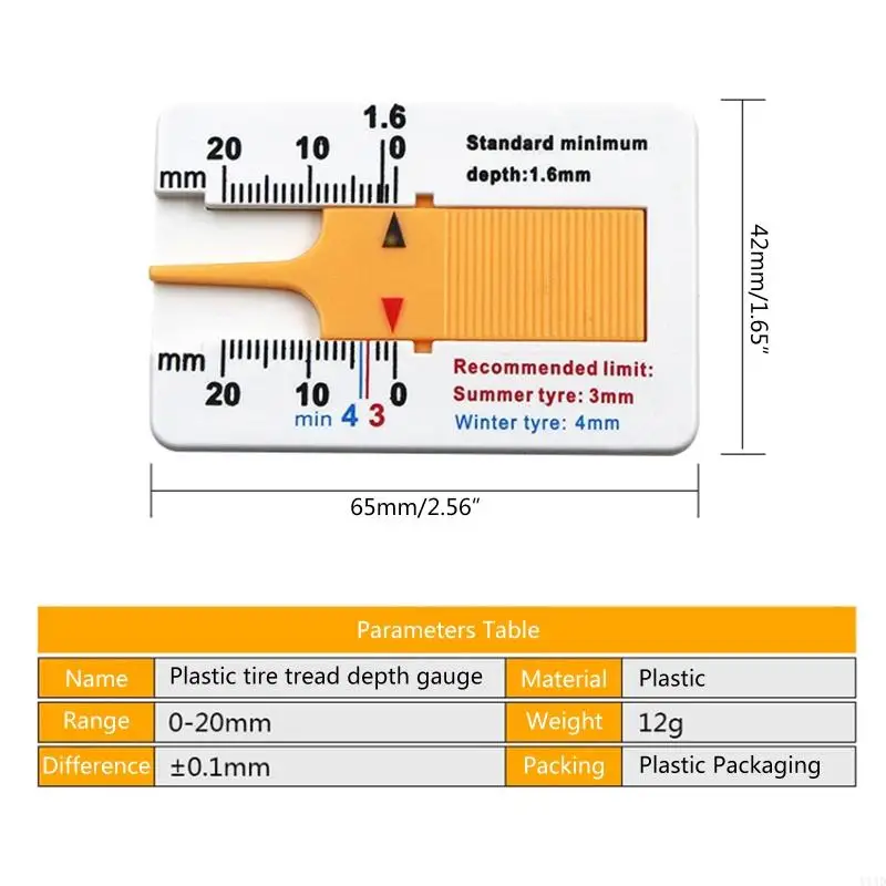 Y1AD Tyre Checker Plastic Measurement Tool for Car Trailer Motorcycle