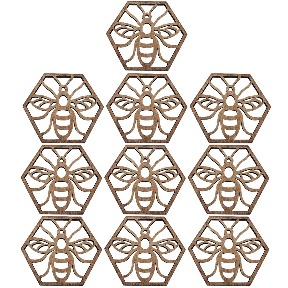 

10pcs Wooden Coasters Cup Mats Premium Tableware Mats Honeycomb Cup Mat For Home Kitchen Wedding Party Decoration