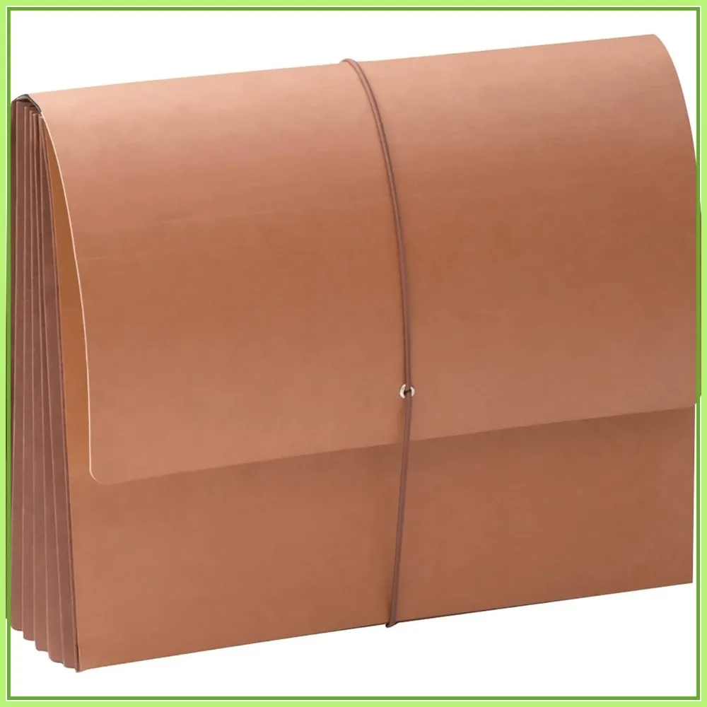 

Extra Wide Expanding File Wallet, 5-1/4" Expansion, Flap & Cord Closure, Letter Size, Redrope, 10 Pack