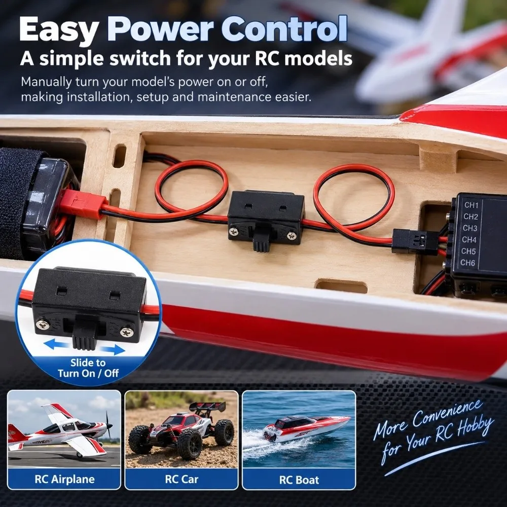 With Futaba/JR Receiver Power On/Off Battery RC Switch Universal Car Boat FPV JR Model Parts Aircraft Accessories Plug