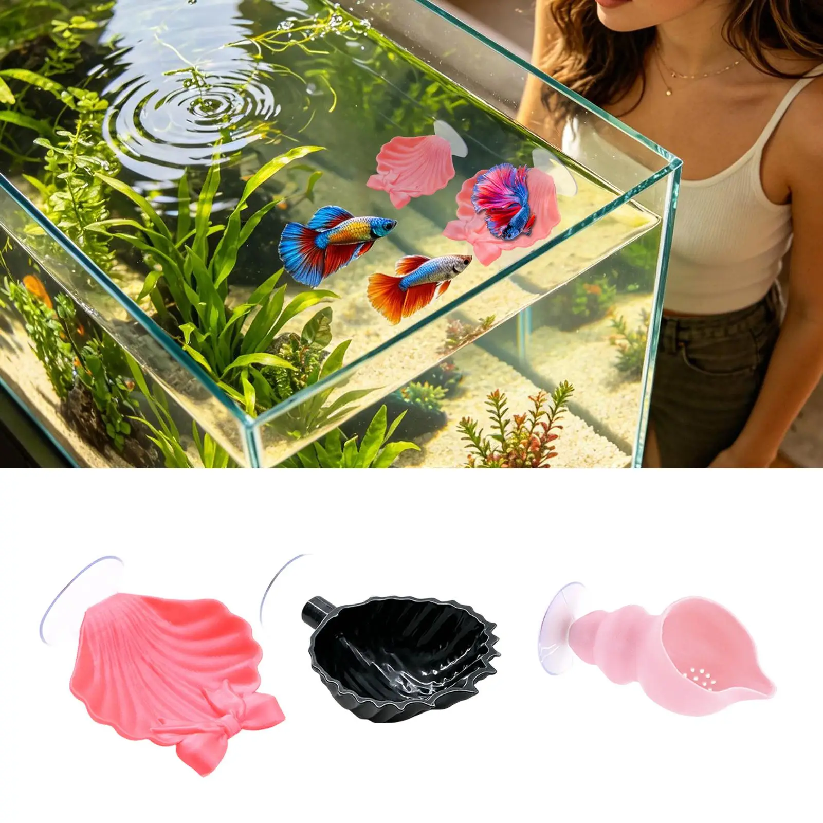 Betta Hammock Shell Bed Suction Cup Resting Leaf For Aquarium, Fish Hideout Cave For Betta Shrimp Guppy Snail, Tank Accessory