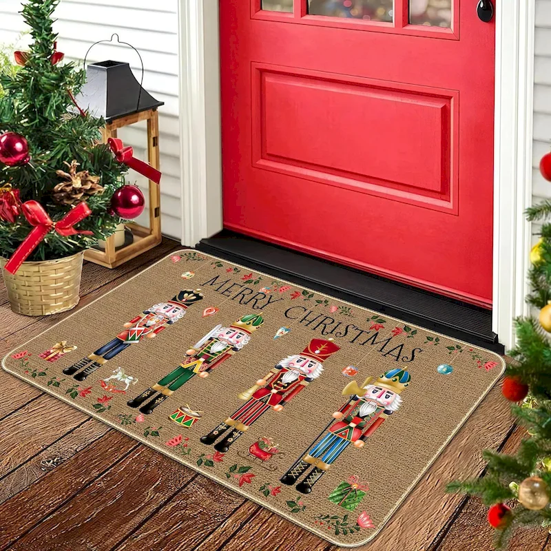 VIKAMA Christmas Sweet Dancing Printed Carpet Anti Slip Entrance Carpet Used For Indoor And Outdoor Porch Home Decoration