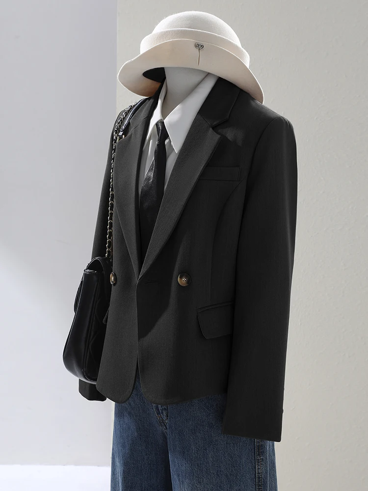 ベージュブラックコーヒー無地レディースブレザージャケットカジュアル女性用ジャケット