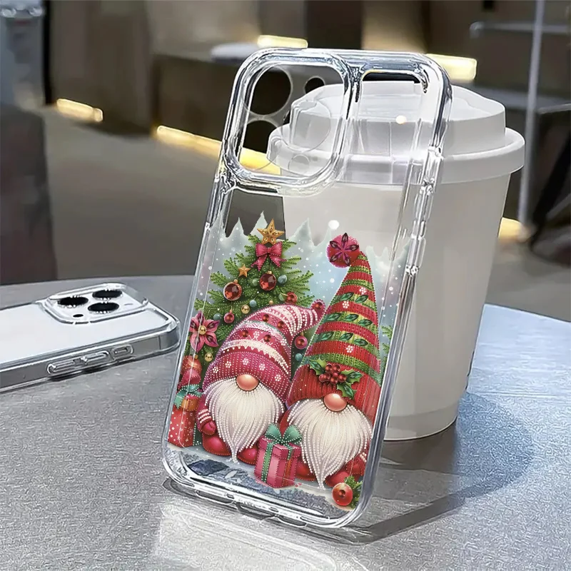 Fröhliche Weihnachtsbäume Gnom-Muster Handyhülle für iPhone 18 17 Air 16e 15 14 13 12 11 Pro Max Plus SE 2020 2022 Funda Coque