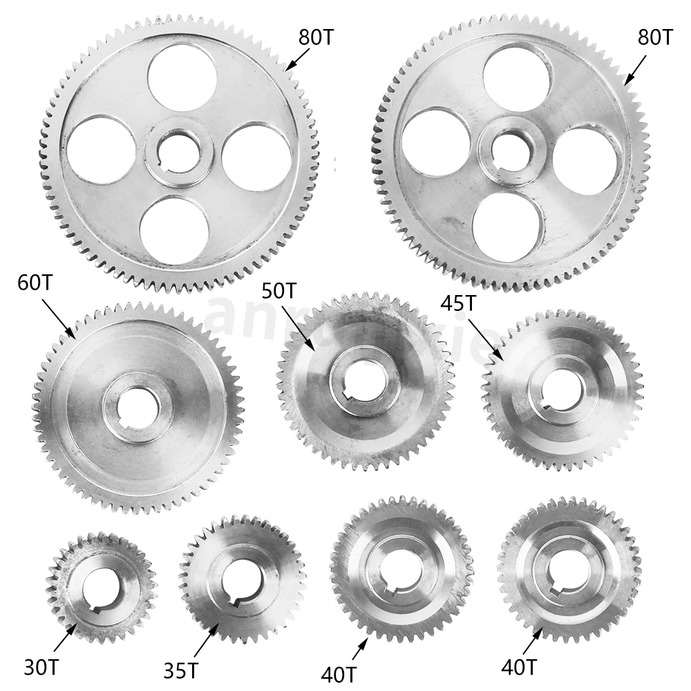 9pcs Metric Metal Exchange Gear Kit SIEG C2&C3&SC2&JET BD-6&BD-7&BD-X7&CX704&Grizzly G8688&G0765&Compact 9 Mini Lathe Gear Set