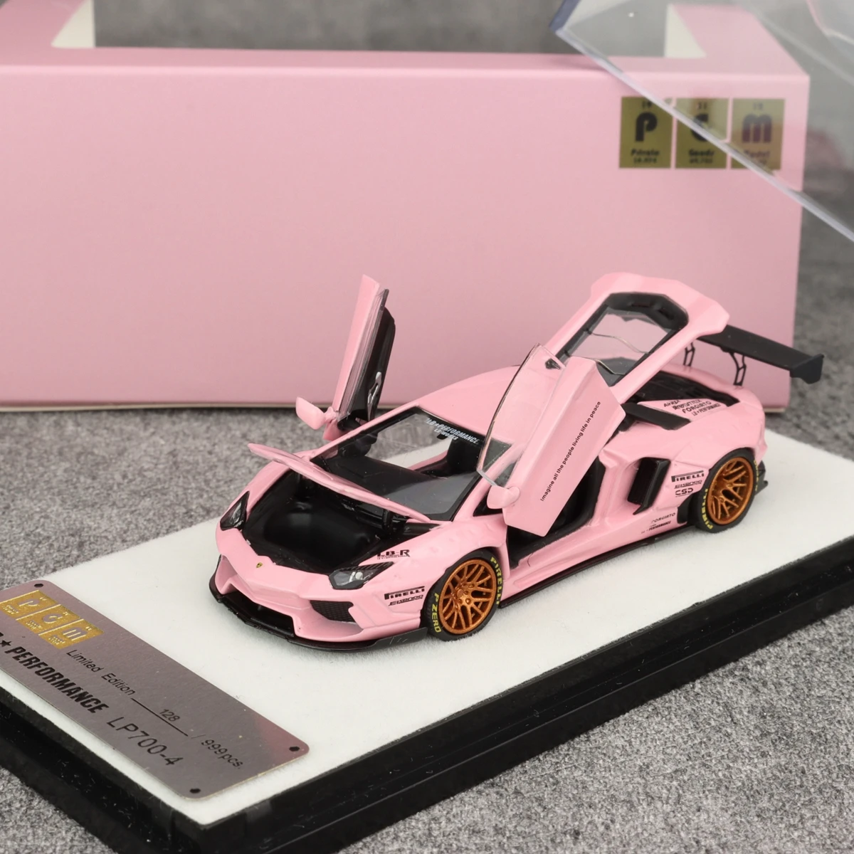 PGM 1:64 LB LP700-4 Pink Simulation Limited Edition All Open Alloy Metal Static Car Model Toy Gift