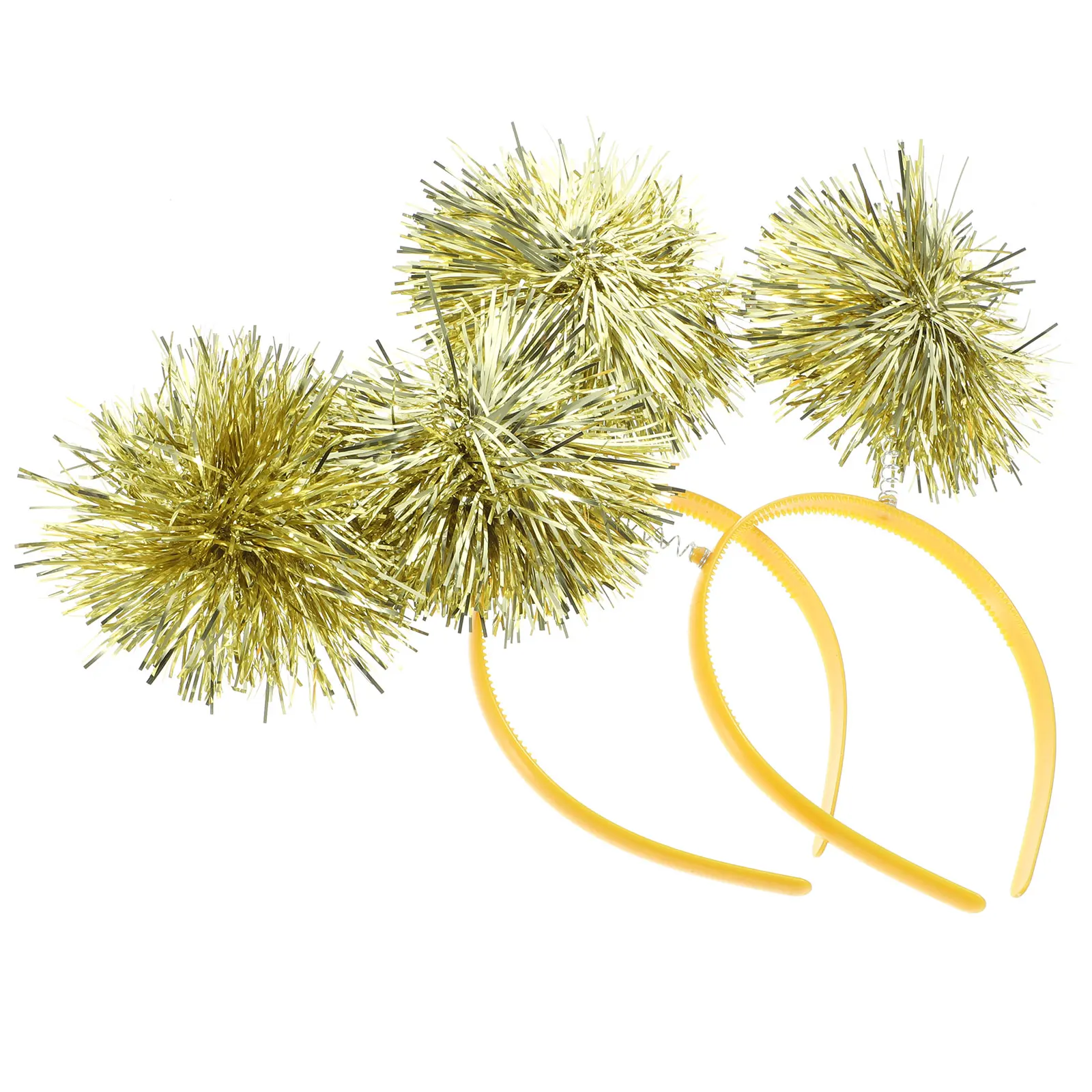

2pcs Kids Headbands Tinsel Ball Hair Accessories Golden Color Carnival Party Headdress Hairstyle Decorations