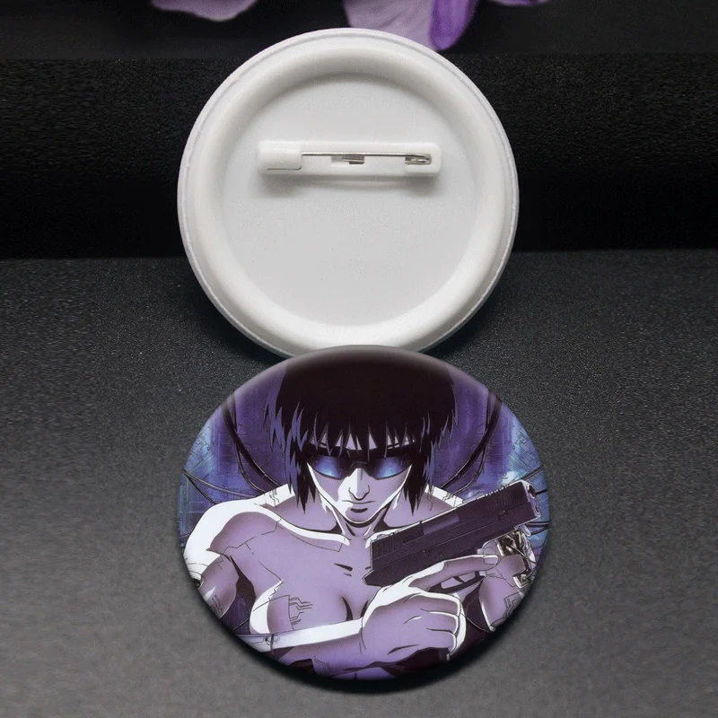 Motoko Kusanagi Batou Cartoon Badge Anime Ghost in The Shell Brooches on Backpack Clothes Round Enamel Pins for Gift Accessorys