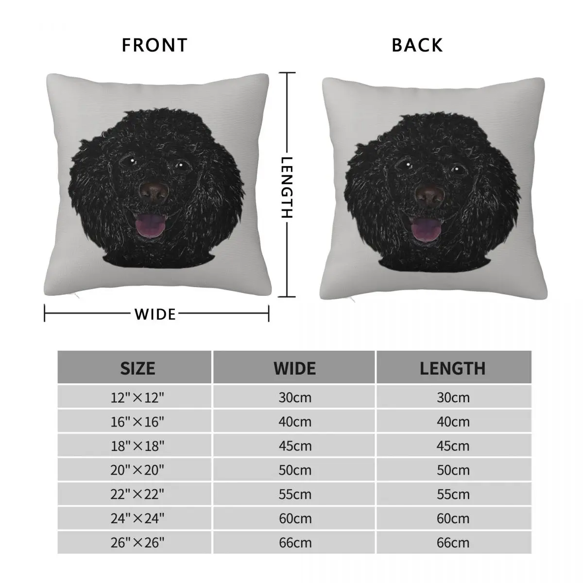 Cute Black Poodle Puppy Pillowcase Polyester Linen Velvet Creative Zip Decor Pillow Case Car Cushion Case 18