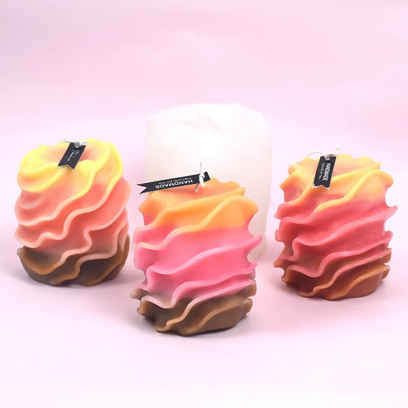 3D Wave Stripe Aroma Candle Silicone Mold DIY Dessert Kitchen Baking Mould Creative Home Decoration Plaster Mould