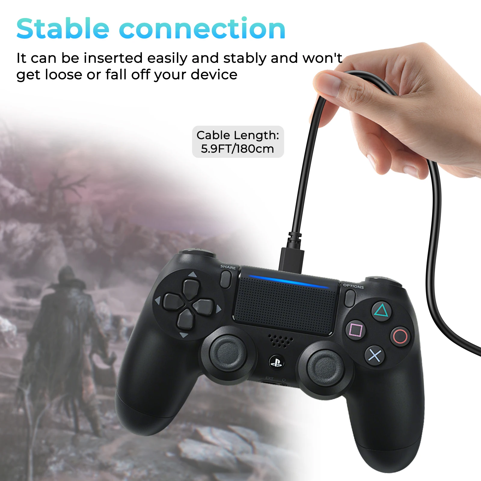 1.8M Micro USB Charging Cable For PS4 Controller/Kindle/Camera/SmartPhone USB A Charger For Computer Laptop Wall Charger