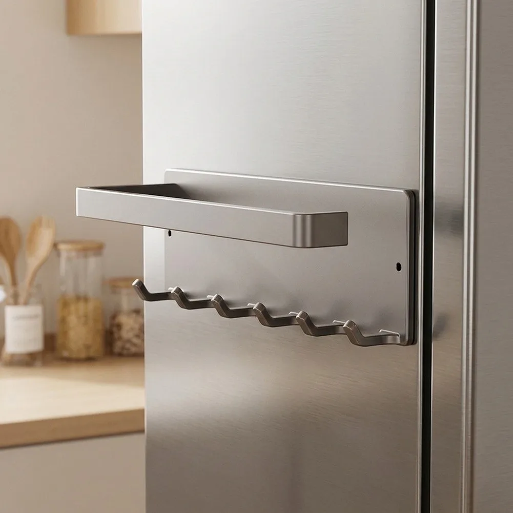 Paper Towel Holder Designed for Magnetic Attachment to Fridge Sides No Hardware Needed Works with Standard Roll Dimensions