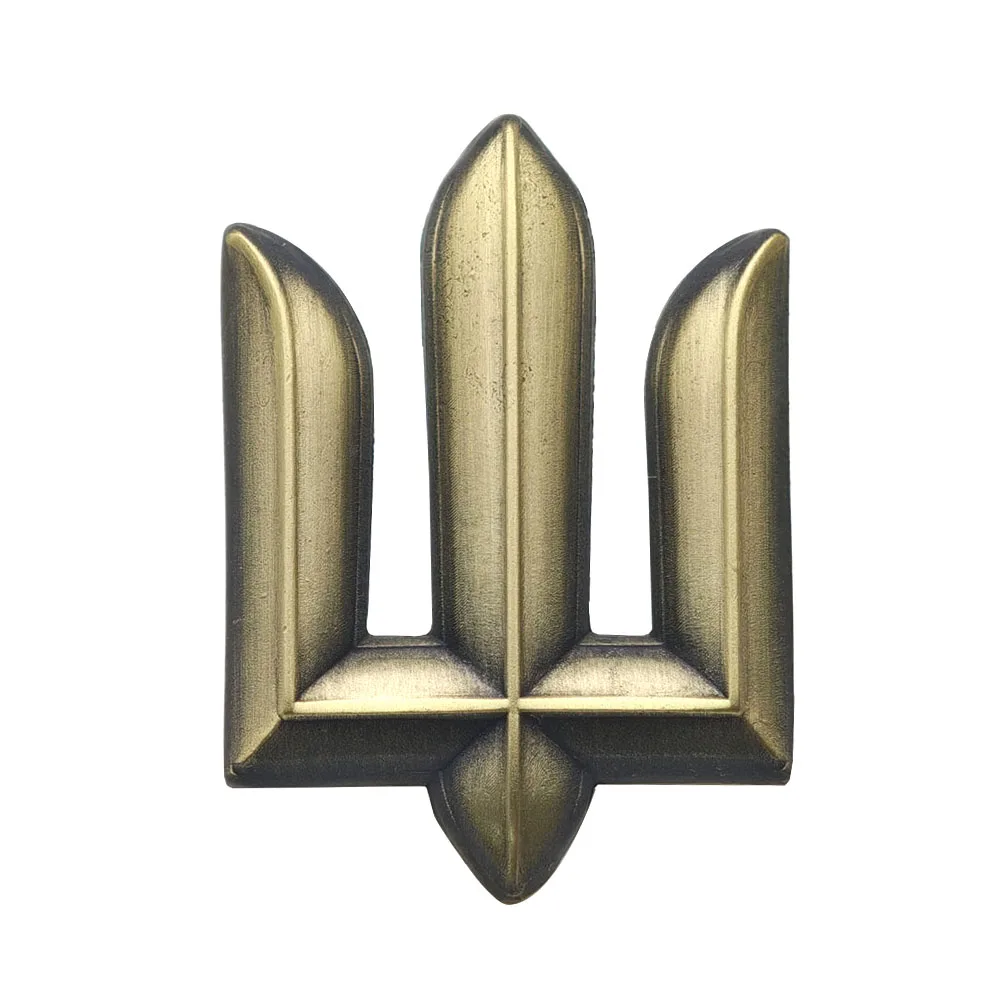Ukraine National Emblem Brooch Gold Color Tryzub Trident Metal Lapel Pin Men Women Patriot Jewelry Military Suit Badge Accessori