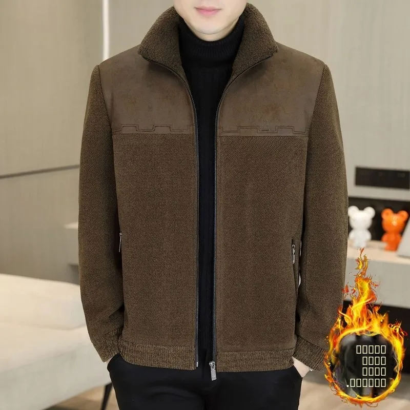 

High-End Men's Fce-Lined Thiened ort Casual Woolen Jaet Autumn Winter New Sle Cleanfit Sle Inner Wear by Xingyu