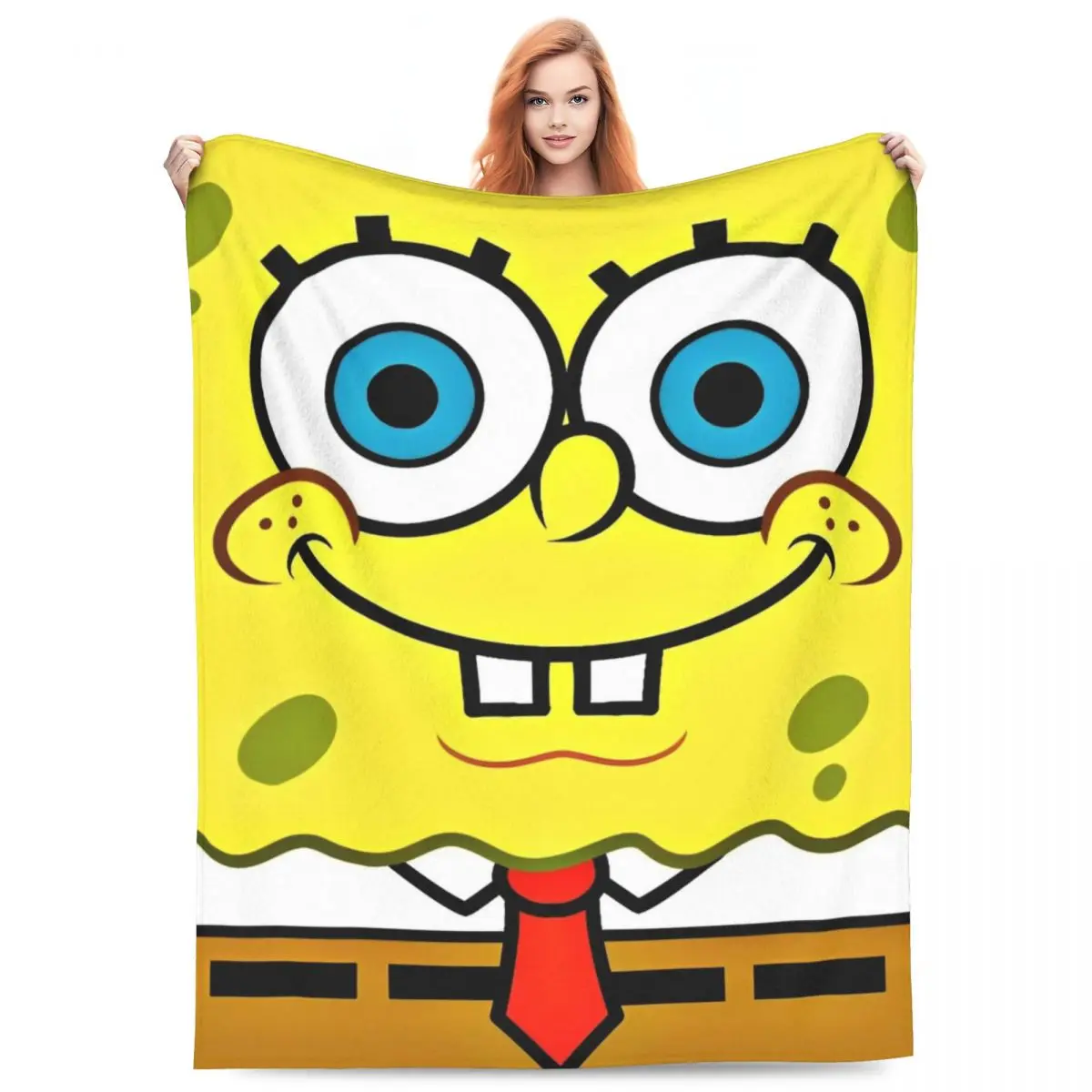 Cartoon SpongeBob SquarePants Blanket Quality Super Soft Throw Blanket Winter Picnic Couch Chair Sofa Bed Fluffy Bedspread