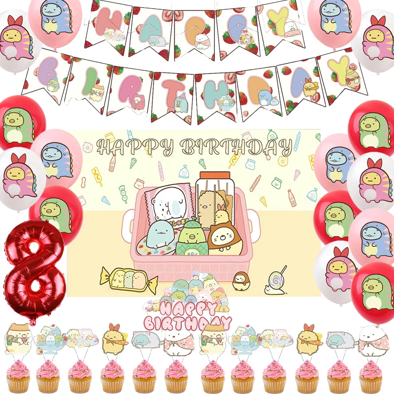 Eliminating game Sumikko gurashi Birthday Party Decoration Latex Balloon 32 inch number Backdrop Banner Cake Topper Baby Shower