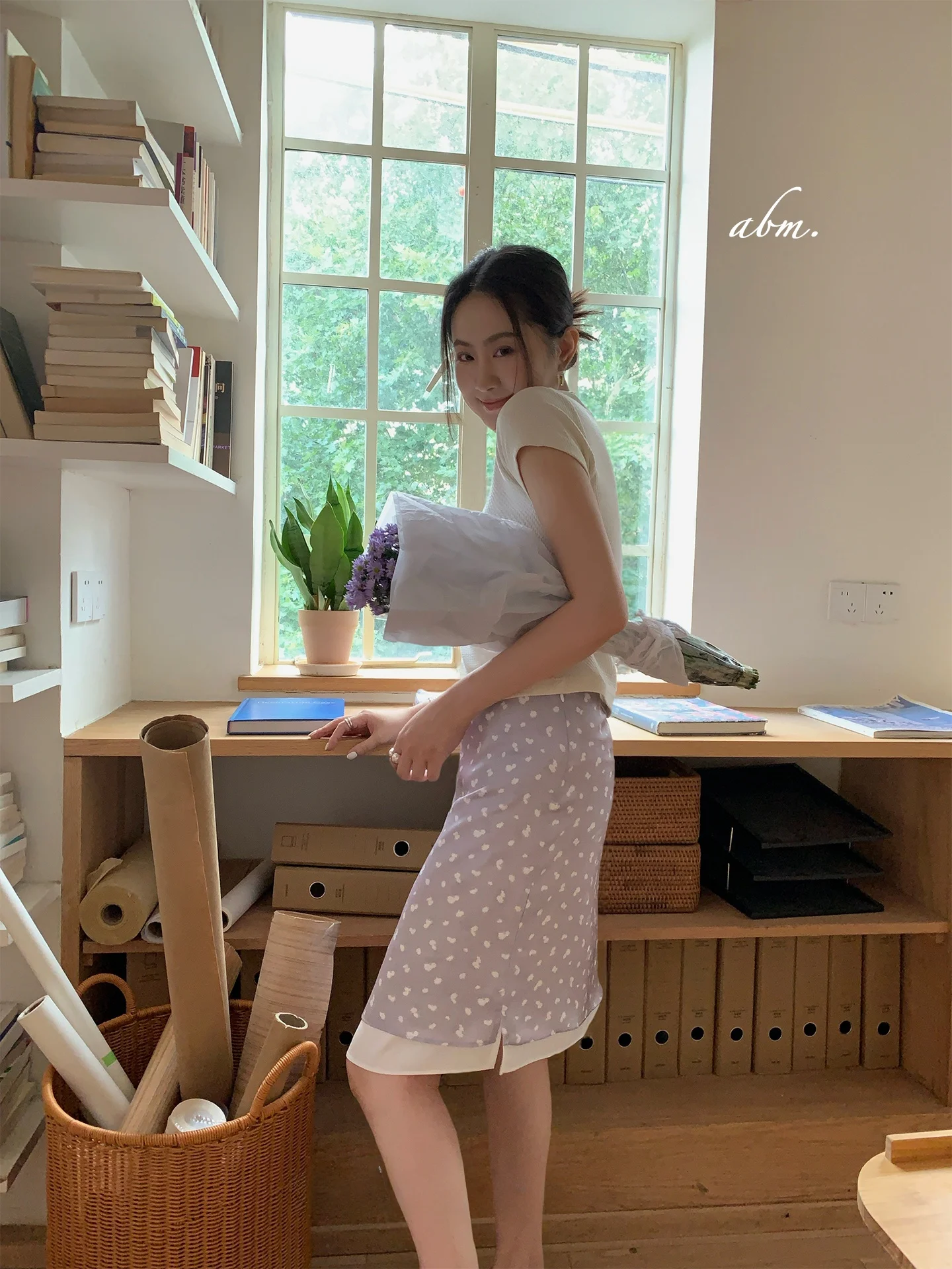 

Stunning Contrast Print Split f-length Skirt Casual Mid-waist A-line Polyester Spring Ciwalk Tour op Commute Date