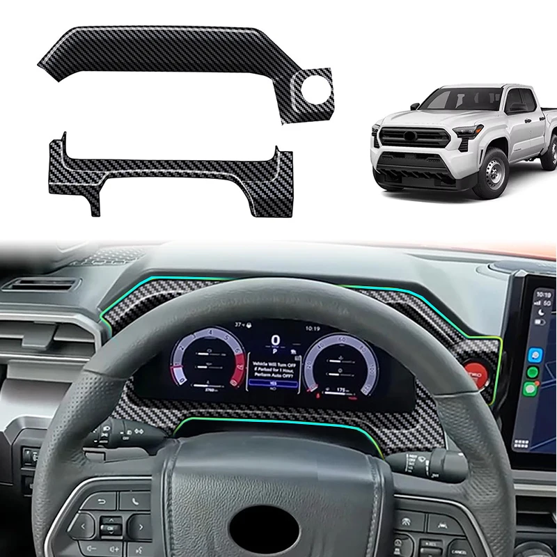 For Toyota Tacoma 2024 Dashboard Instrument Panel Screen Frame Cover Trim Carbon Fiber Interior Car Accessories