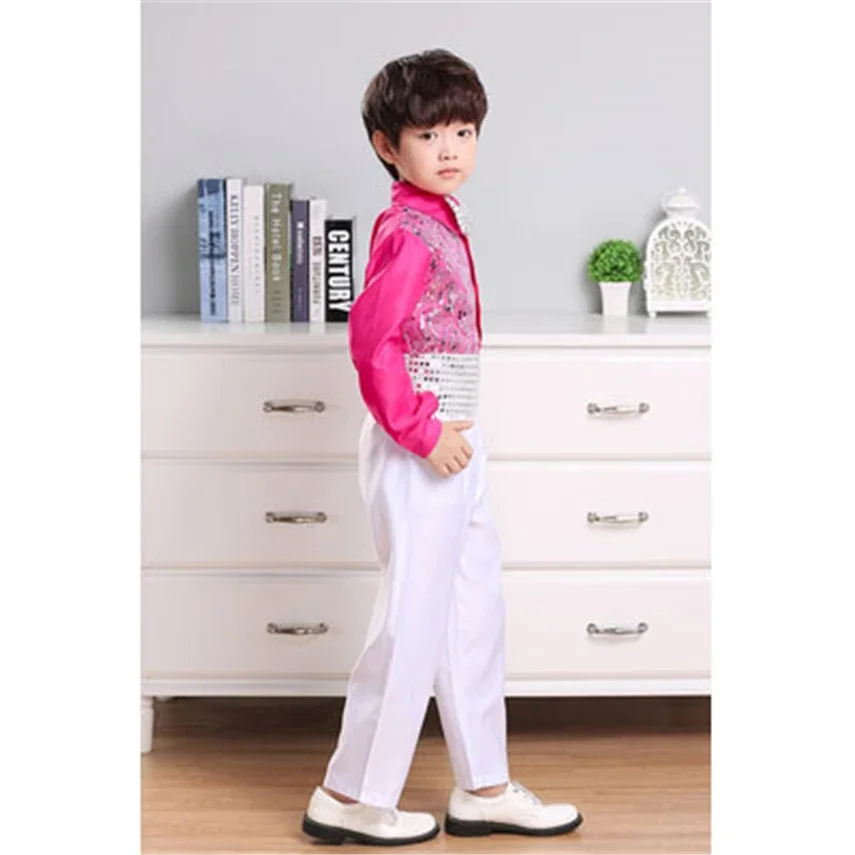 

110-180CM Children Dance Costume 9Colors Sequins Jazz Dance Modern Performance Boy Hip Hop Clothing Kids School Uniform Chorus