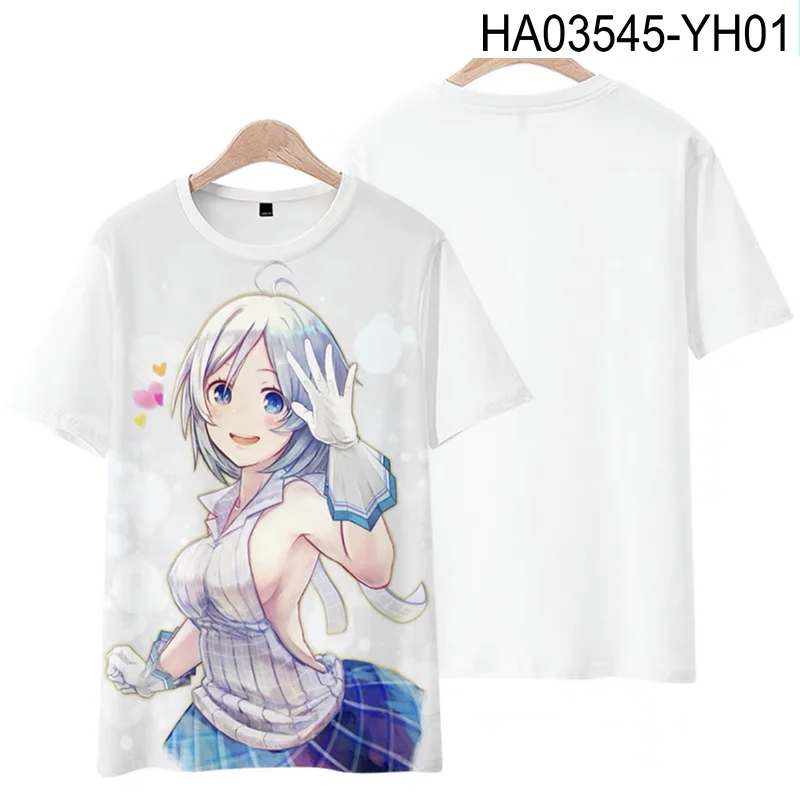 Vtuber Dennou Shoujo Siro Camiseta com impressão 3D Moda verão em torno do pescoço manga curta popular japonês streetwear plus size