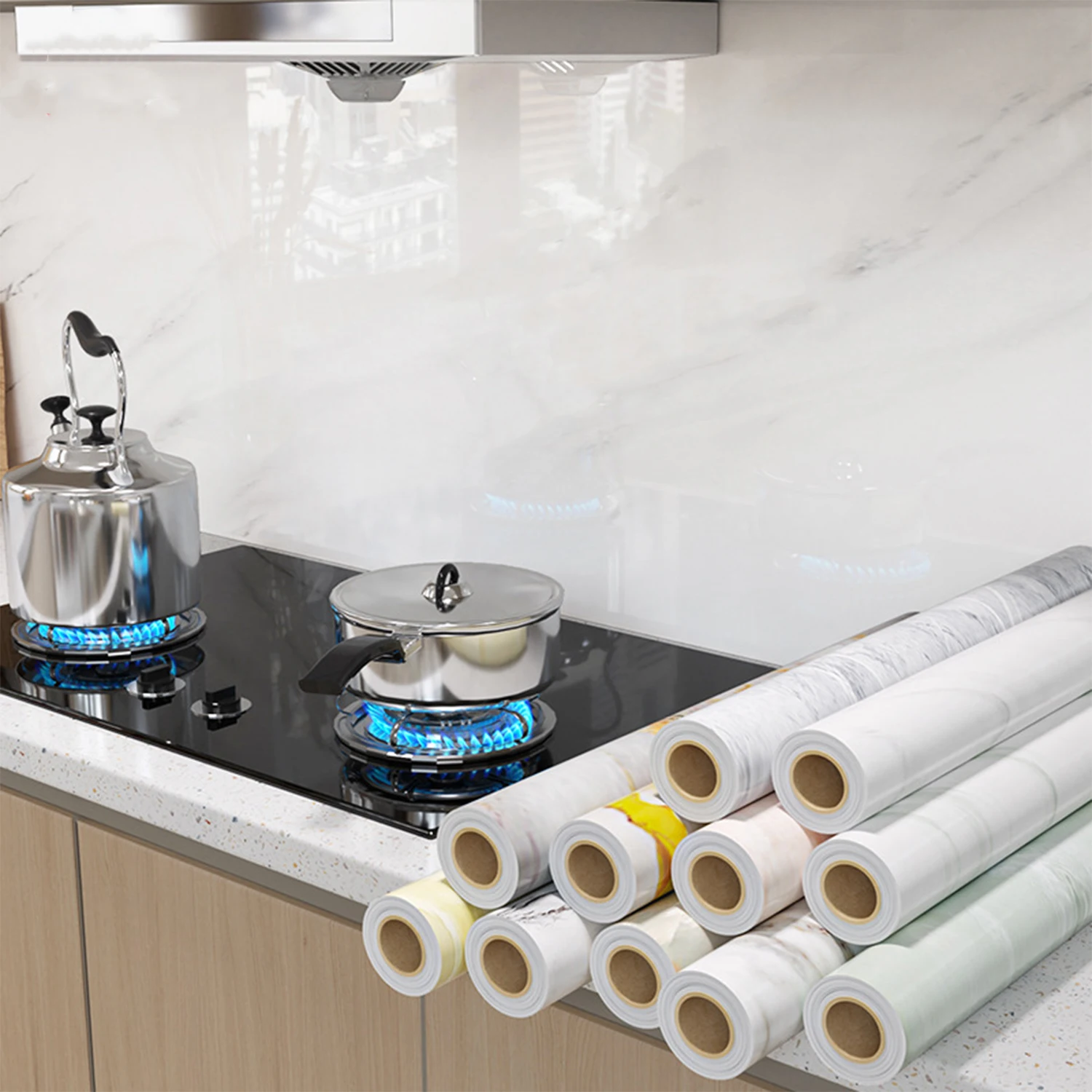 

Толстые водонепроницаемые наклейки из ПВХ с имитацией мрамора, современные виниловые самоклеящиеся обои, ремонт мебели, плита, верхняя часть