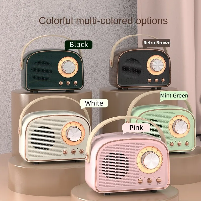 Retro Wireless Bluetooth Speaker DW21 Cute Mini RGB Lights Speakers For Home Outdoor Travel Vintage Decor，Gifts For Girlfriends