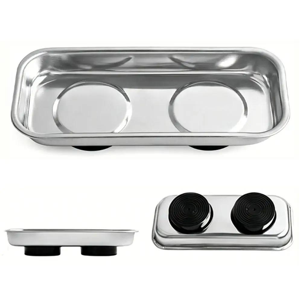 Magnetic Tray Round /Square, Stainless Steel Magnetic Parts Tray For Nuts, Bolts, Screws, Sockets,Tools-Garage, Workshop, Office