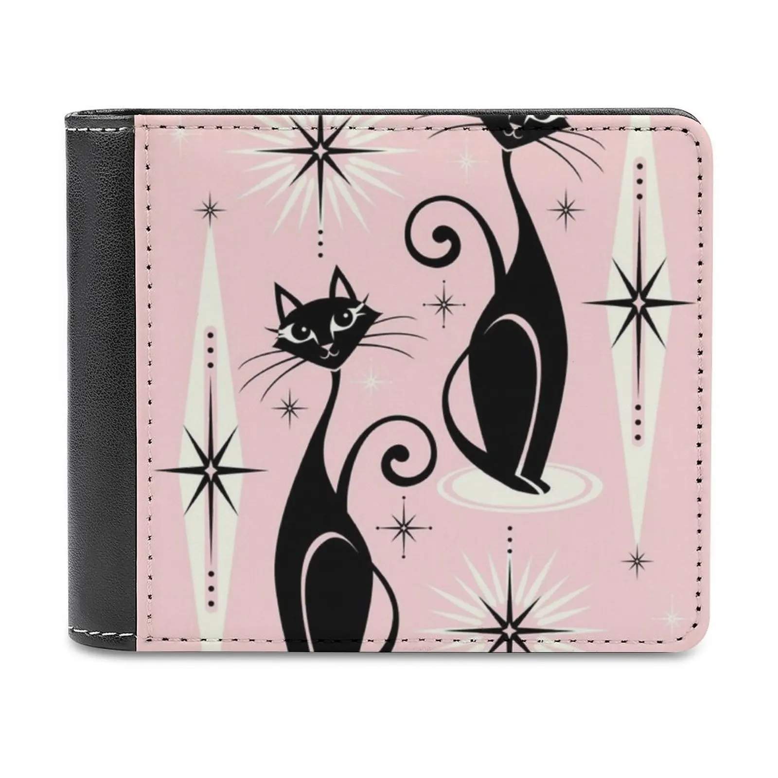 

Mid Century Meow Retro Atomic Cats Lg  Studioxtine Soft Men Wallets New Purse Credit Card Holders For Male Purses Men Wallet