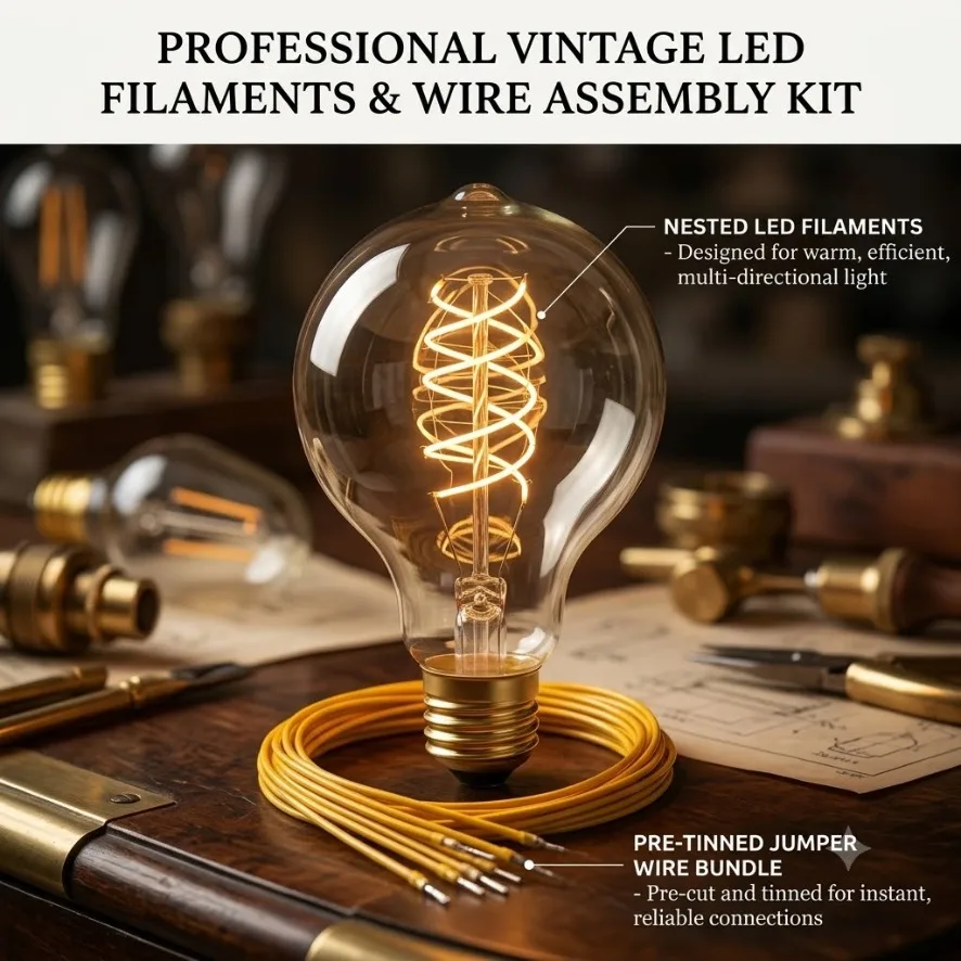 3V LED Same End Filament Flexible Ultra Slim Spiral Bulb Filament Retro Edison Bulb Lamp Parts Diode Lighting Strip Decoration