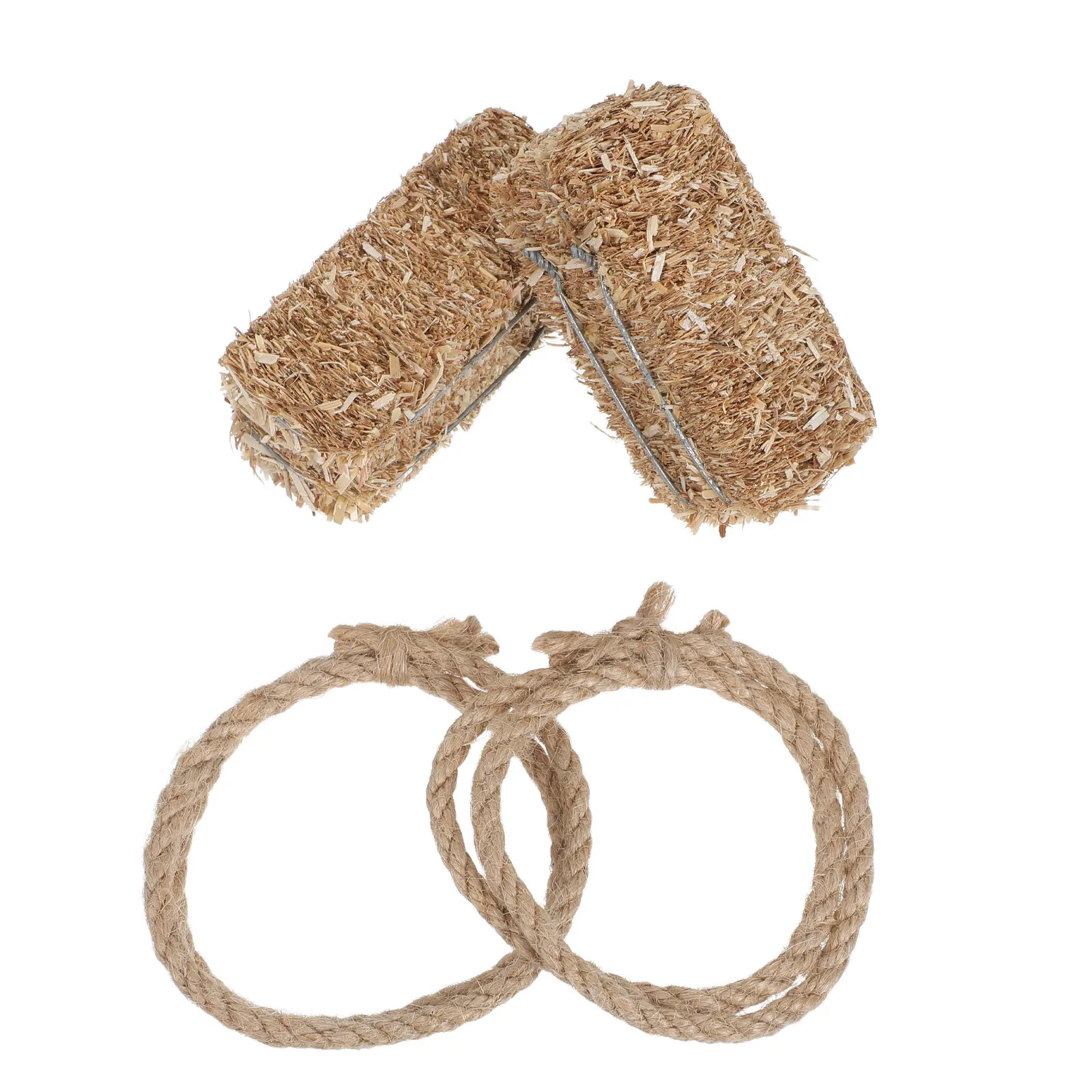 

4Pcs Mini Hay Bales Small Faux Straw Blocks Rustic Decoration for Table Centerpiece Autumn Craft Miniature Scene