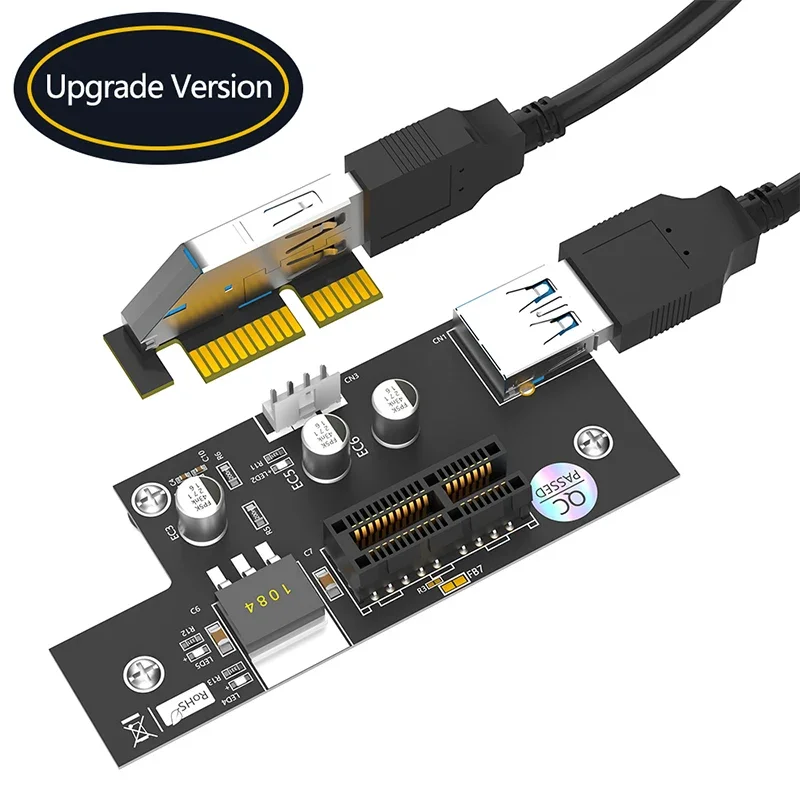 マイニング用磁気フットパッド付きpci-eExpressライザーカード、SATA電源LEDインジケーター、pcie x1エクステンダー、USB 3.0ケーブル、1x〜1x