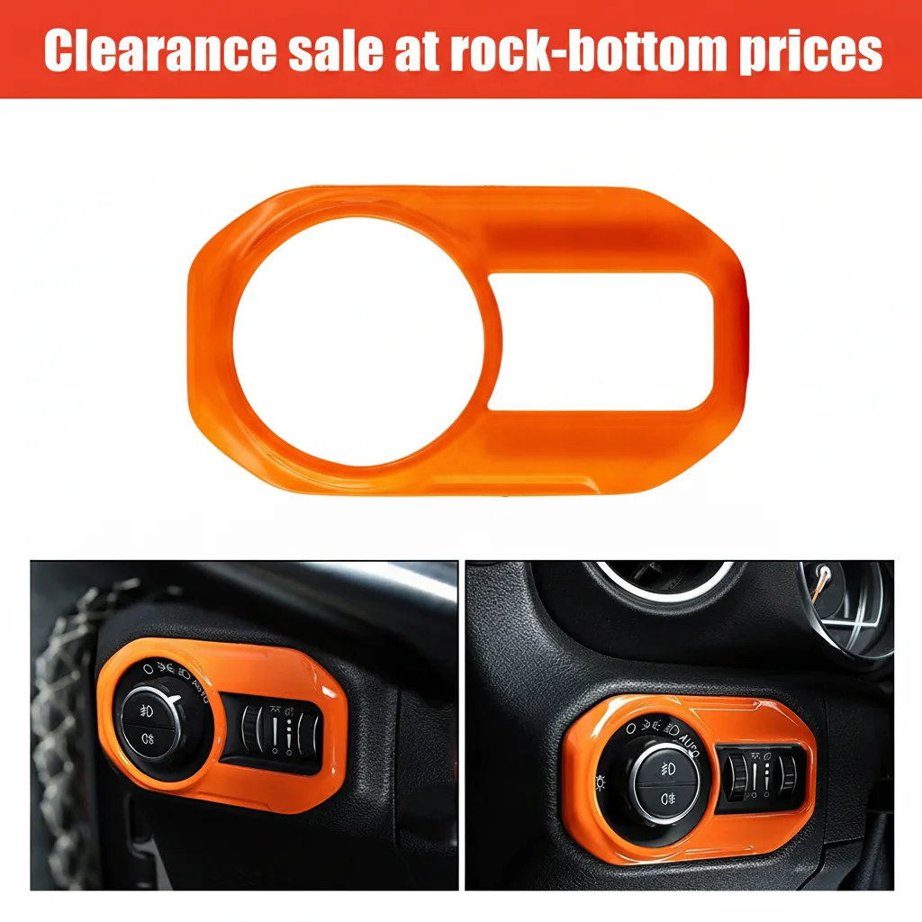 Clearance Sale Auto Headlight Switch Trim | Vehicle Lamp Button Decorative Cover Stickers for Jeep Wrangler JL (2018-2021 Model Years)