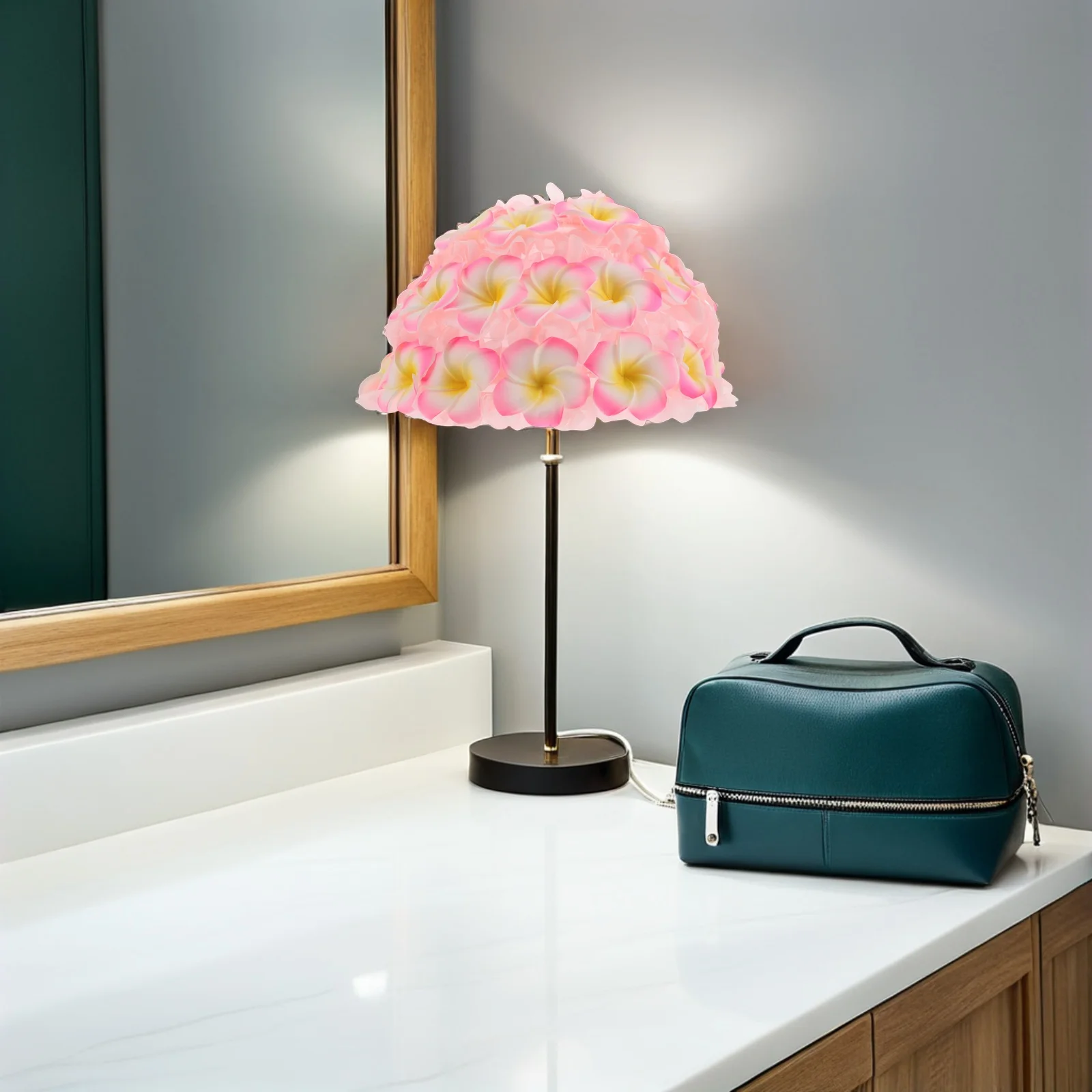 

Plumeria Flower Fabric Lamp Shade E27 3D Hawaiian Style Bell Replacement Cover For Living Room Bedroom Ceiling Table Decor