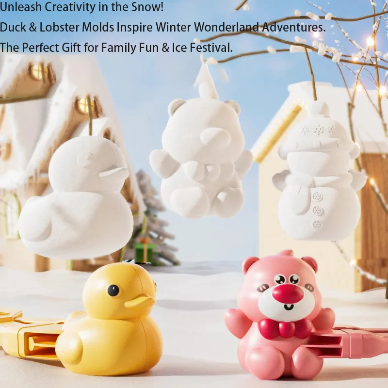 صانع كرة الثلج لمحاربة كرة الثلج، مجموعة ألعاب الثلج للأطفال مع قالب البط والجراد البحر، مجموعة بناء رجل الثلج، لعبة الأنشطة الشتوية الخارجية #2