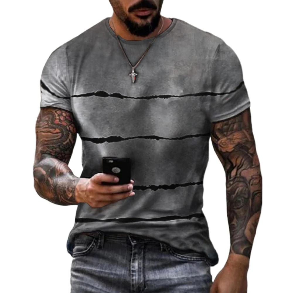 Summer Hot Selling Men\'s Casual T-shirt Street Fashion Short-sleeved Shirt Harajuku 3D Printing All-match Round Neck New Top