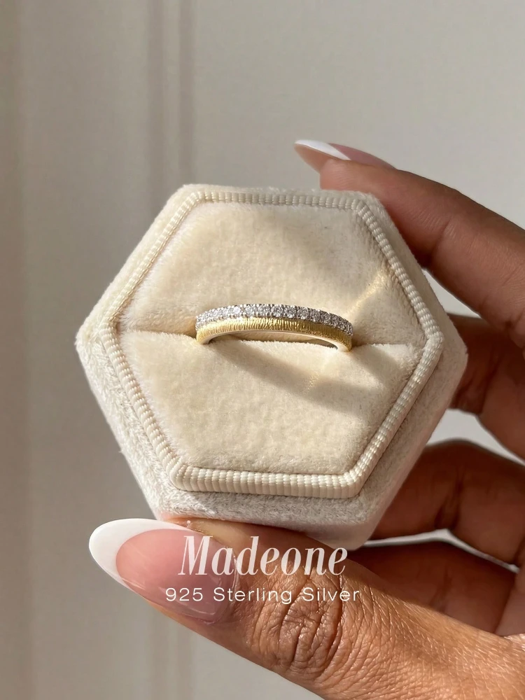 925 Sterling Silber Mode Vintage Gebürsteter Zirkon-Ring für Damen Verlobung Hochzeit Luxus Hochwertige Feine Schmuckstücke