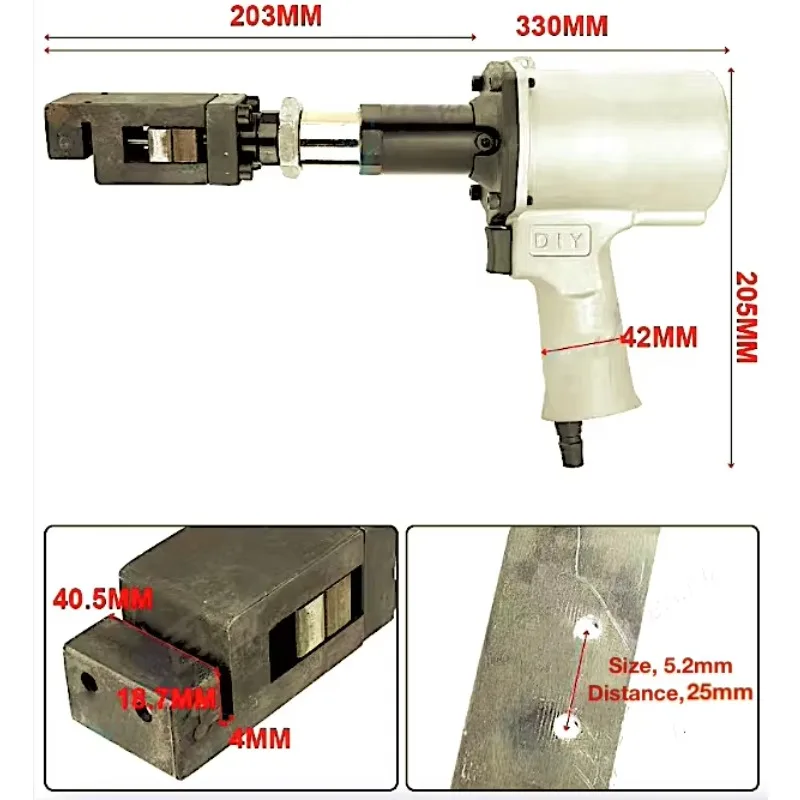 TY17352A Pneumatic Double Holes Puncher Hinge Boring Tools 5.2 Mm Dual Universal Holes Punching for Hinges 25mm Holes Distance