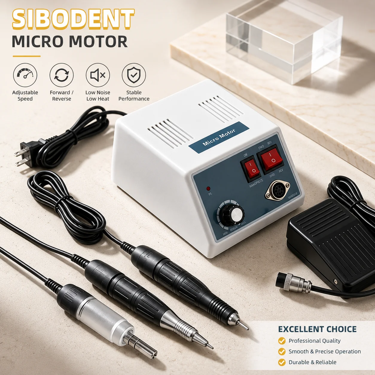 SIBODENT Dental Marathon Micromotor 35000RPM E-Type Handpiece Polisher Grinder Low Speed Dental Equipment