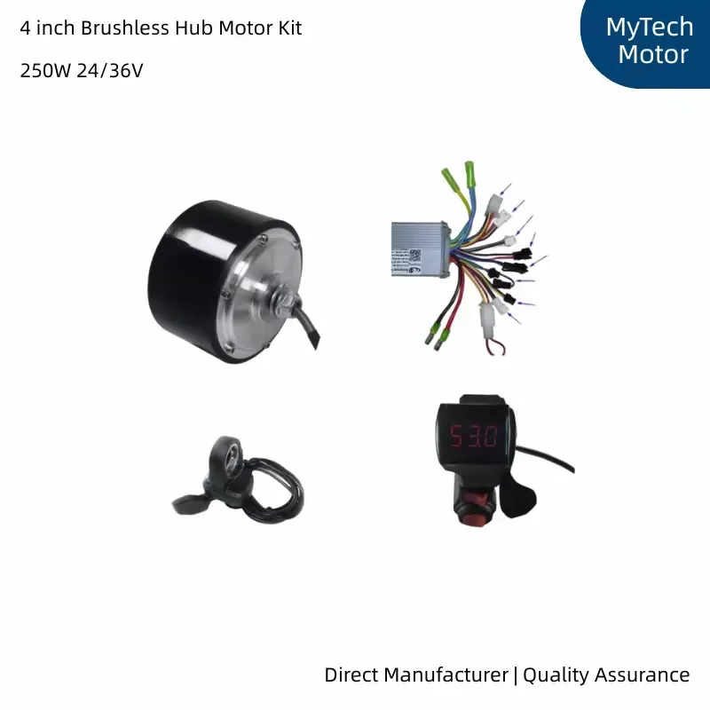5-8km/h Low-speed High-torque 4-inch Brushless Gear Hub Motor Kit with IE1 Efficiency for Wheelbarrows Medical Carts