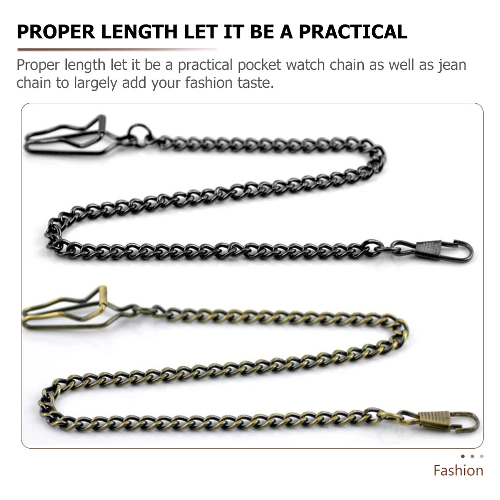 Цепочка для карманных часов из сплава, ретро-цепочки для жилета, винтажный серебряный цвет, длинная прочная прочная застежка, джинсовая мода «сделай сам», подарок