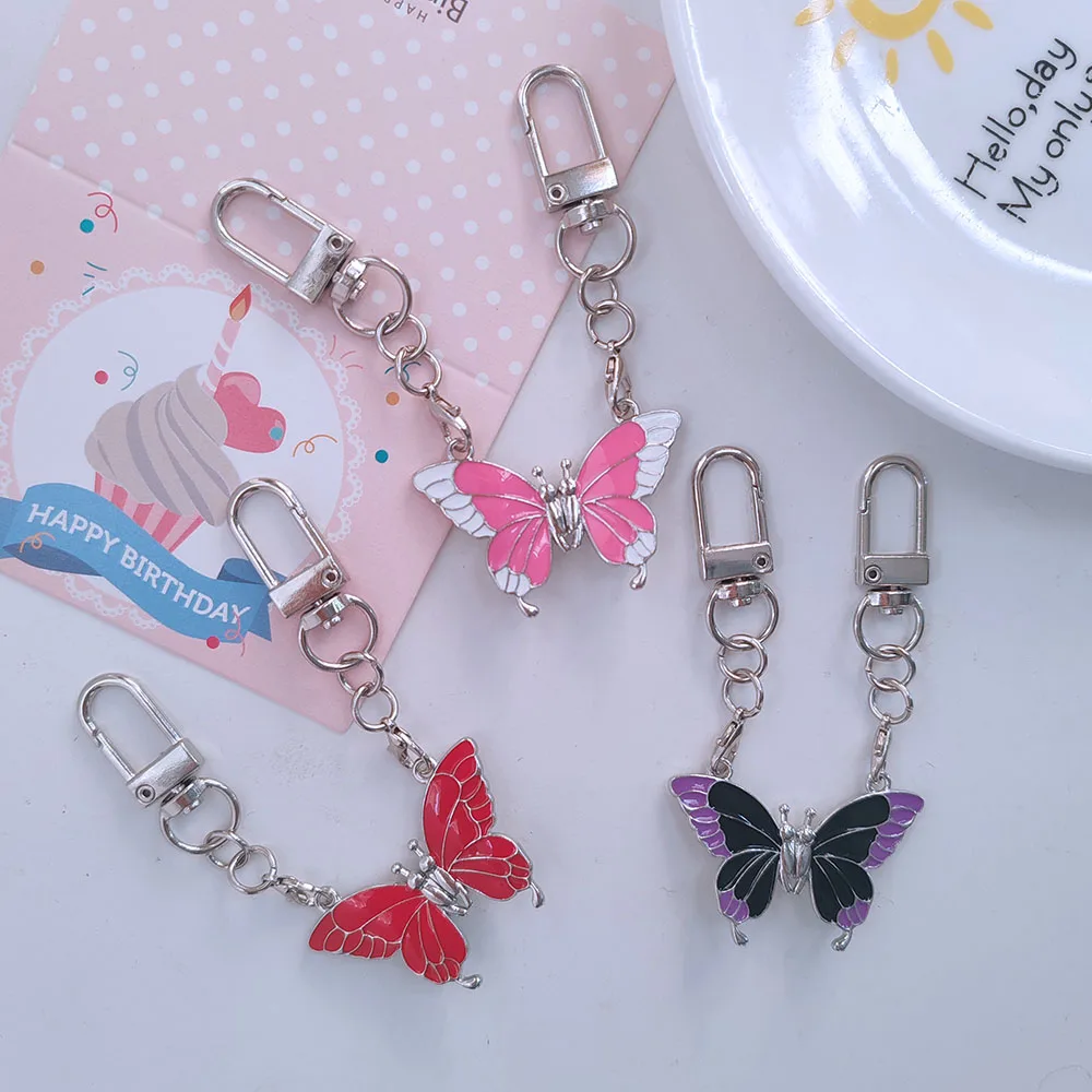 1Pair Cute Butterfly Magnetic Attraction Key Chain Car Bag Pendant KeyRing Women Girls Party Favors Gift for Lover Good Friend