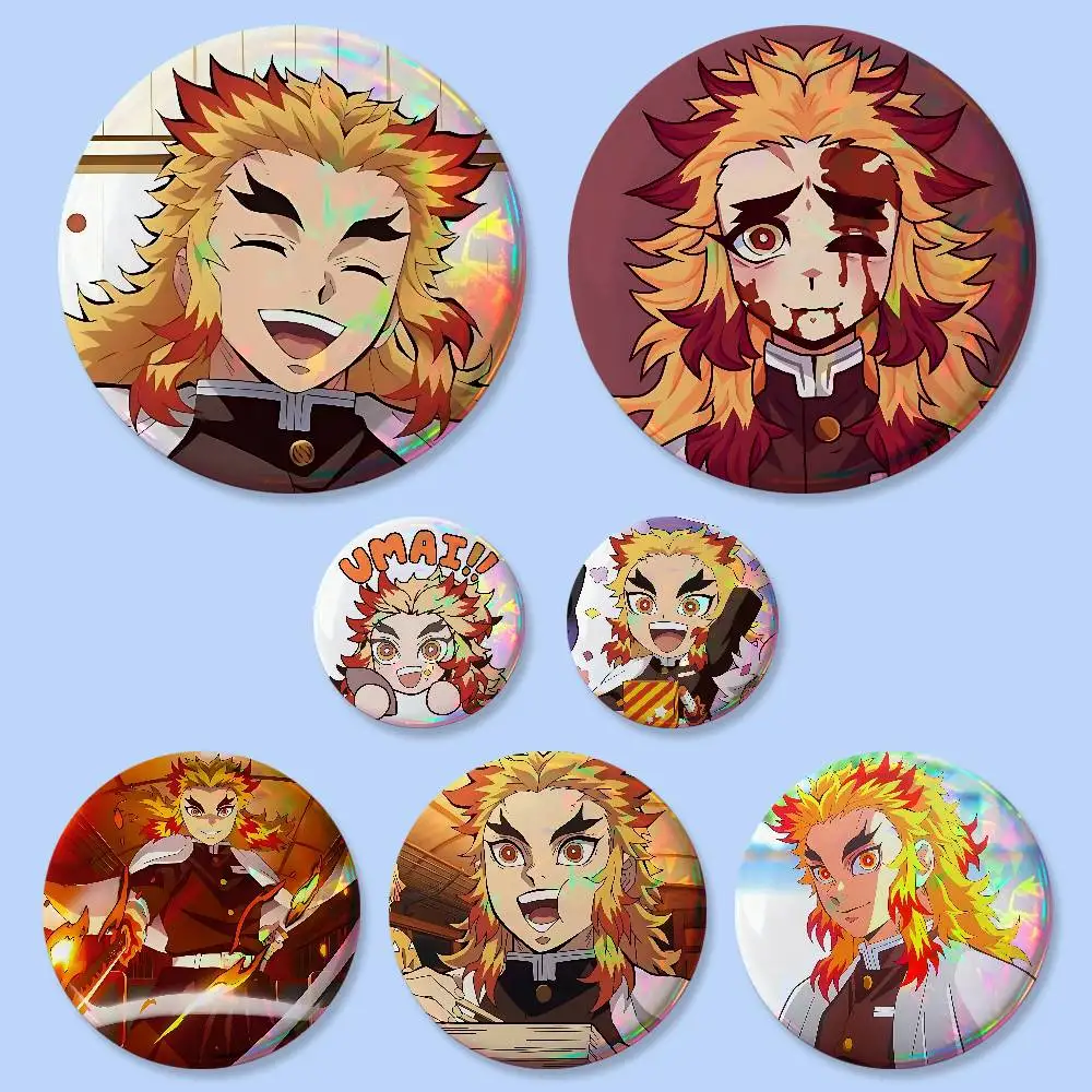 Coole K-kyoujurou Rengoku Anstecknadeln, runde kreative Broschen, Taschen-Deko-Accessoires, Geschenke für Fans und Freunde