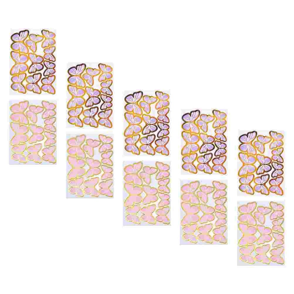 66 Pcs Butterfly Cake Insert Edible nament Paper Dessert Toppers Cake Picks Supplies Pink Purple Butterflies Cake Decors Baking