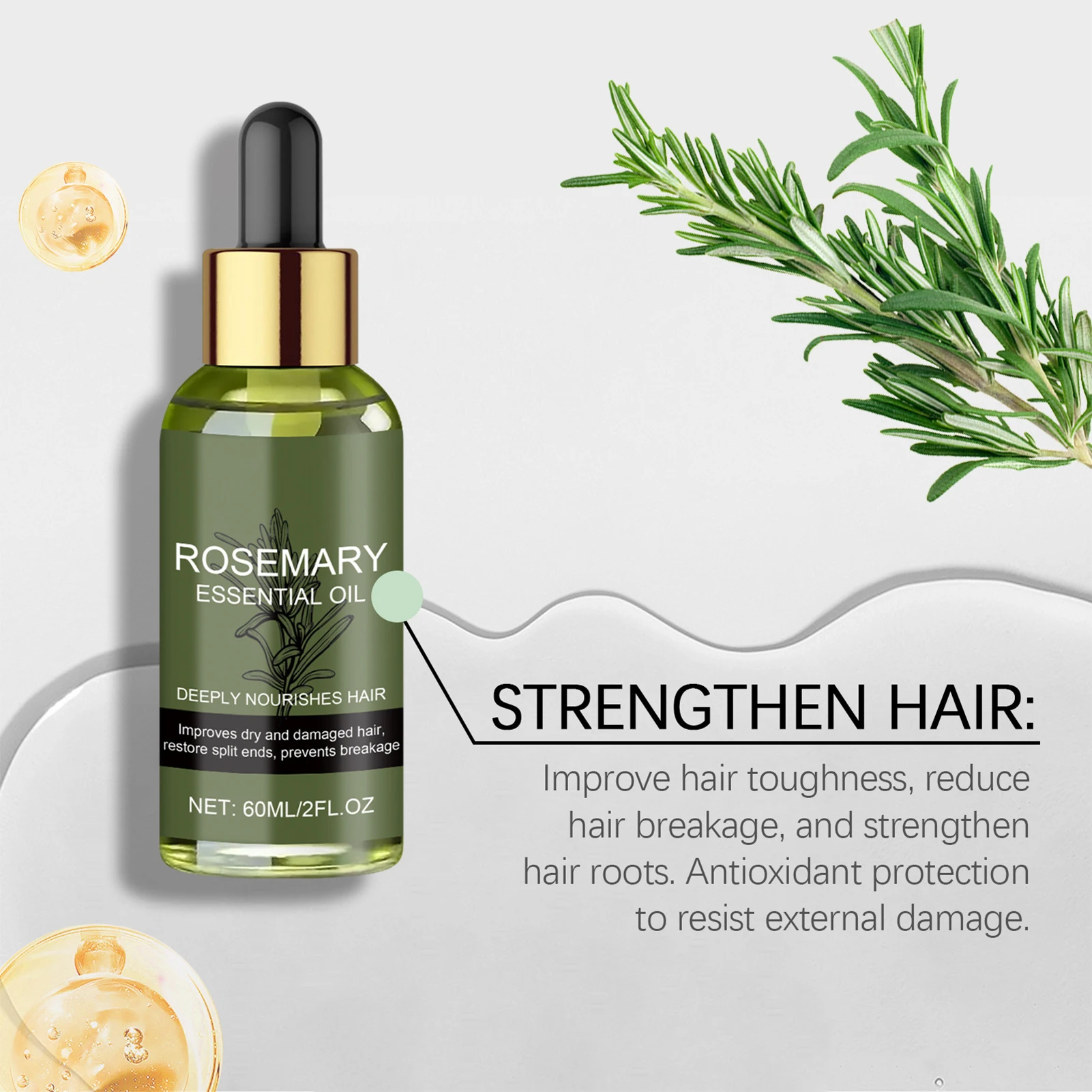 Rosemary Hair Essentiall Oil Smoothing Hair Strengthening Nourishing Brightrning Moisturing Softening Luster Hair Care Product